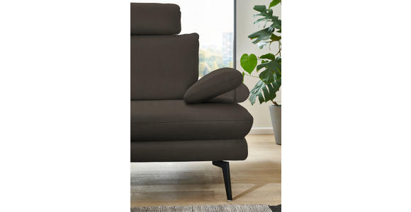 ECKSOFA in Echtleder Graubraun 180/310 cm - Graubraun/Schwarz, Design, Leder/Metall (180/310cm) - Dieter Knoll