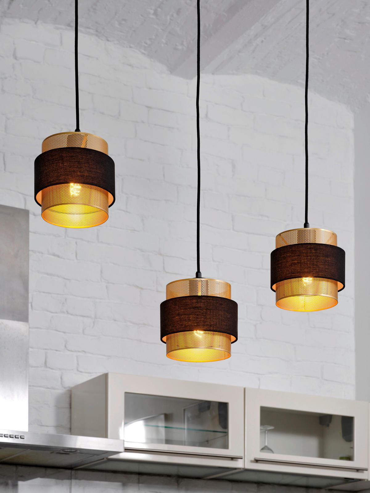 HÄNGELEUCHTE 78/18/150 cm  - Goldfarben/Schwarz, KONVENTIONELL, Textil/Metall (78/18/150cm) - Osram