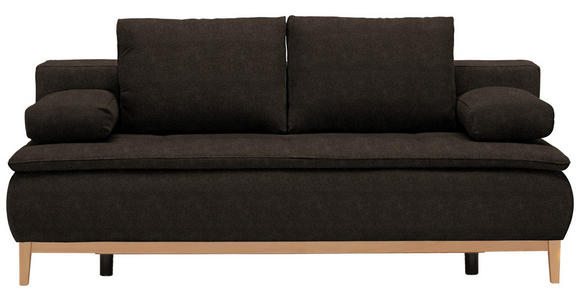 BOXSPRINGSOFA in Webstoff Dunkelbraun - Eichefarben/Dunkelbraun, Design, Holz/Textil (202/78/93/100cm) - Venda
