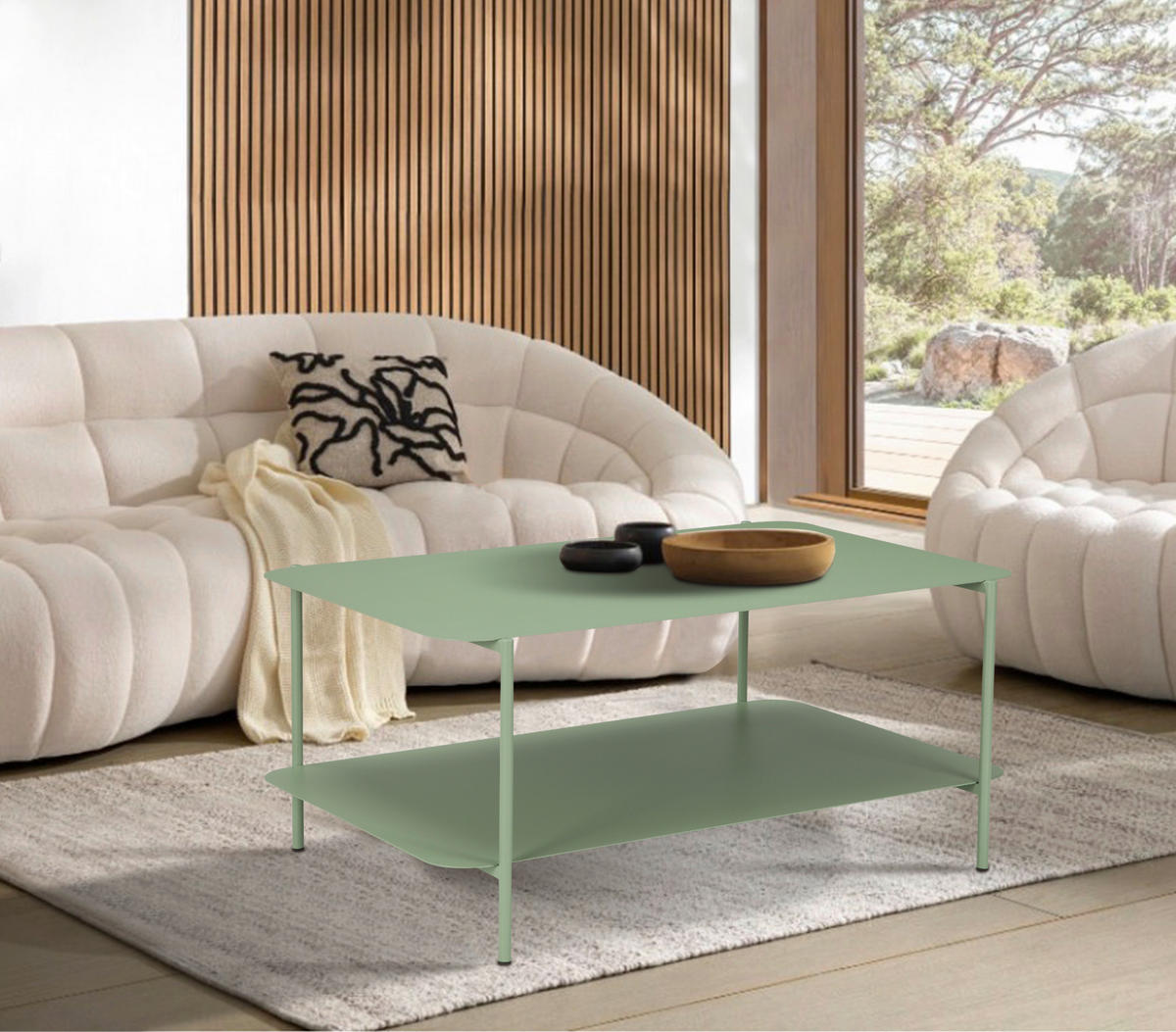COUCHTISCH 90/58,4/40 cm rechteckig Grün  - Grün, Design, Metall (90/58,4/40cm) - Carryhome