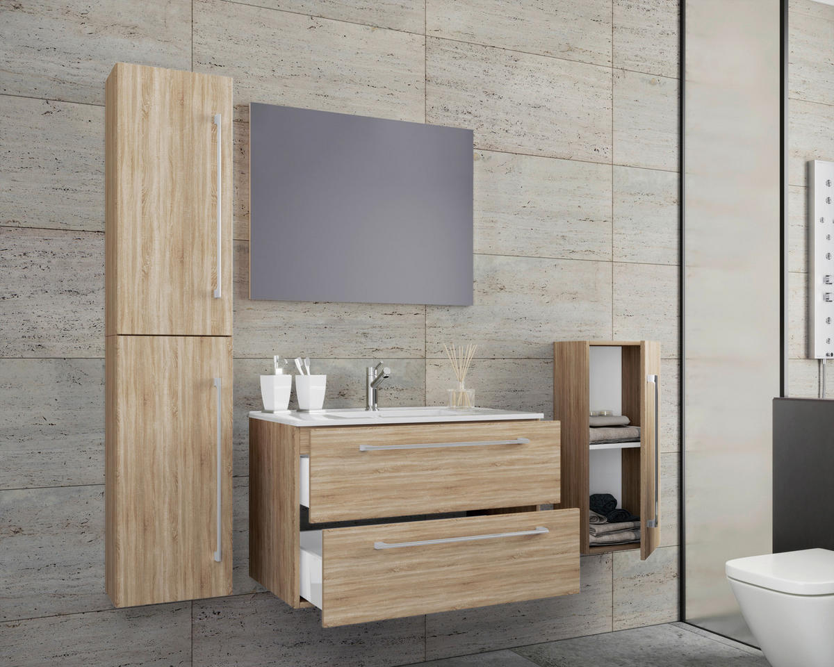 BADEZIMMER  in 147 cm  - Schwarz/Weiß, MODERN, Keramik/Holzwerkstoff (147cm) - MID.YOU