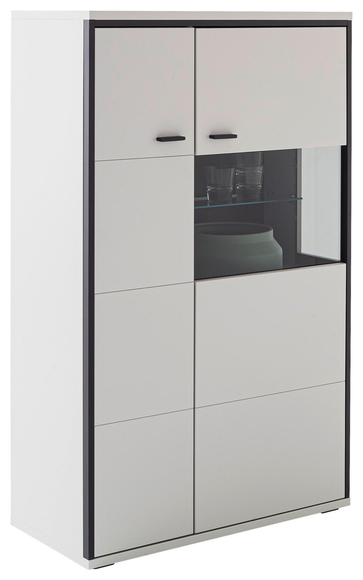 HIGHBOARD Schwarz, Weiß  84/136/38 cm  - Schwarz/Weiß, Design, Glas/Holzwerkstoff (84/136/38cm) - Stylife