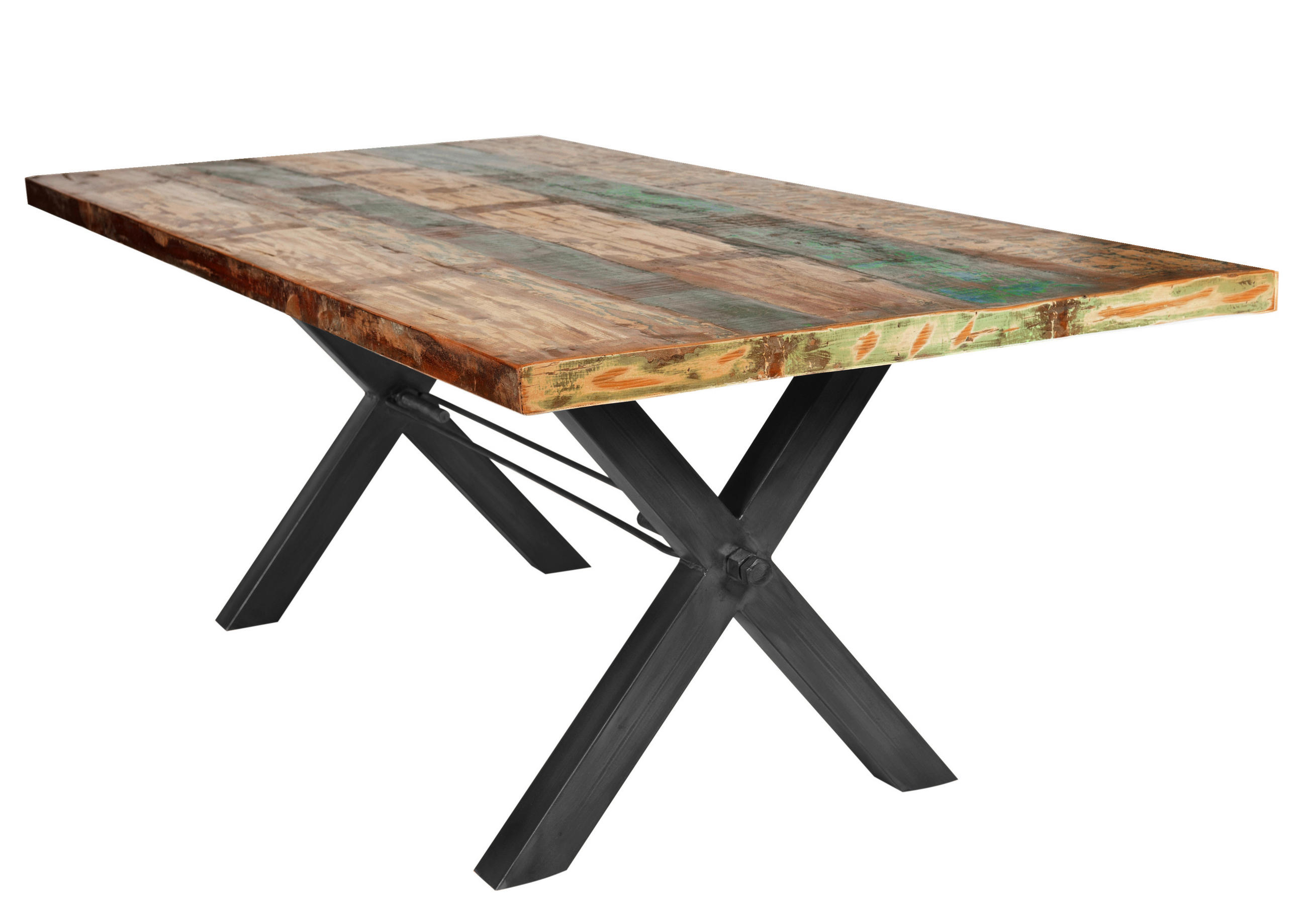 ESSTISCH 240/100/76,5 cm Echtholz  Holz, Metall rechteckig Multicolor, Schwarz  - Multicolor/Schwarz, MODERN, Holz/Metall (240/100/76,5cm) - MID.YOU