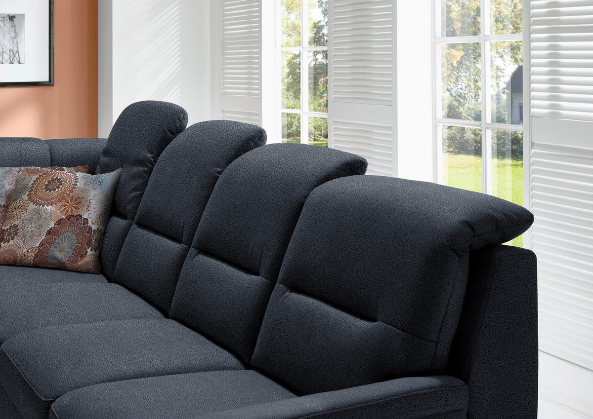 ECKSOFA in Mikrofaser Blau  - Blau/Schwarz, Konventionell, Holz/Textil (245/303cm) - Beldomo Comfort