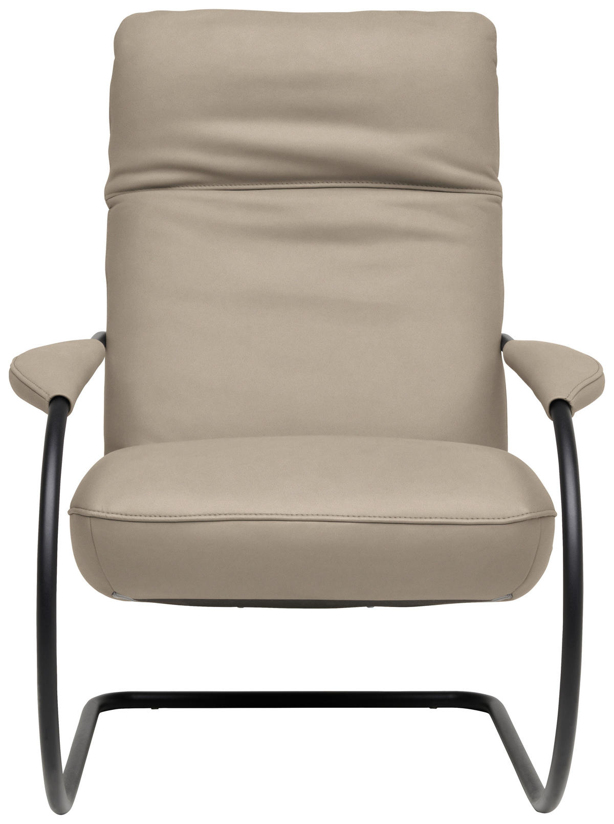 SESSEL in Echtleder Ecru  - Ecru/Schwarz, Design, Leder/Metall (80/104/99cm) - Koinor