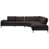 ECKSOFA in Flachgewebe Schwarz  - Schwarz, Design, Textil/Metall (344/271cm) - Chilliano