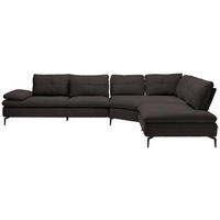 ECKSOFA in Flachgewebe Schwarz  - Schwarz, Design, Textil/Metall (344/271cm) - Chilliano