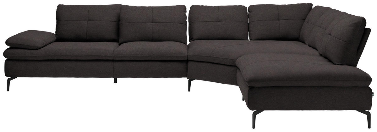 ECKSOFA in Flachgewebe Schwarz  - Schwarz, Design, Textil/Metall (344/271cm) - Chilliano