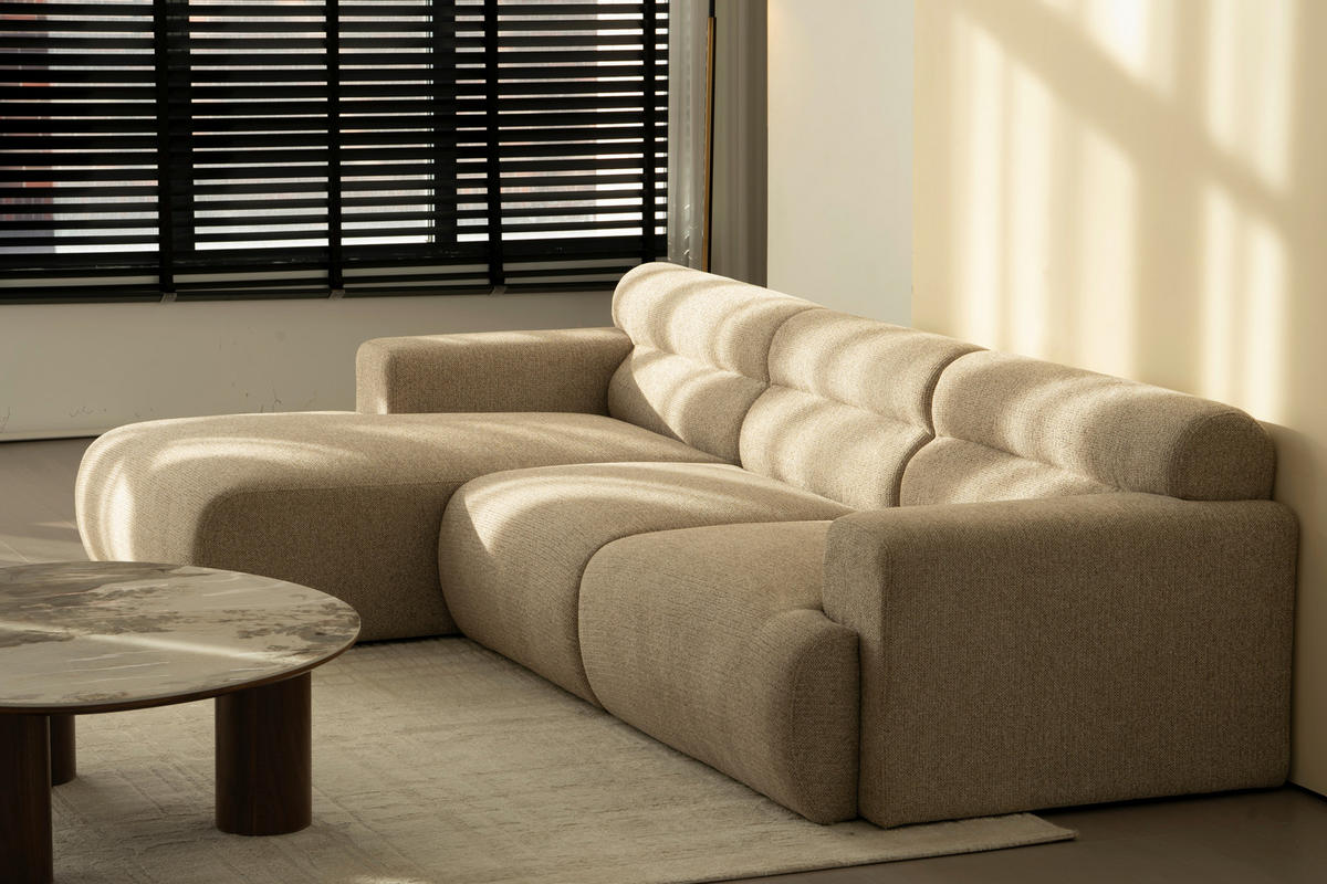 ECKSOFA Taupe Leinenoptik  - Taupe, Design, Holz/Textil (260/68/156cm) - P & B