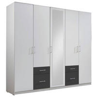 DREHTÜRENSCHRANK in Graphitfarben, Weiss  - Weiss/Silberfarben, Design, Glas/Holzwerkstoff (225/210/58cm) - MID.YOU