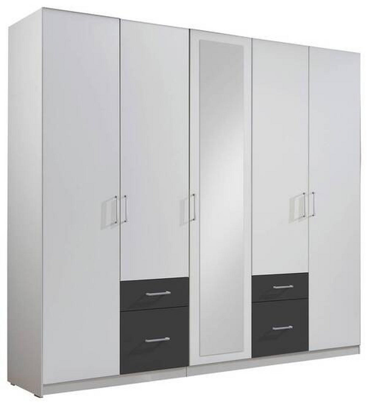 DREHTÜRENSCHRANK in Graphitfarben, Weiss  - Weiss/Silberfarben, Design, Glas/Holzwerkstoff (225/210/58cm) - MID.YOU