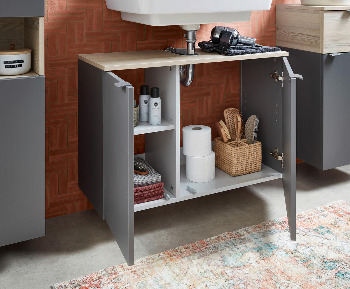 WASCHBECKENUNTERSCHRANK 80/52,9/33 cm  - Dunkelgrau/Pinienfarben, KONVENTIONELL, Holzwerkstoff/Metall (80/52,9/33cm) - Pelipal
