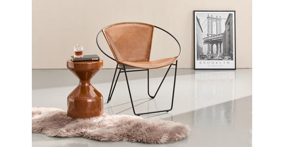 SESSEL in Echtleder Braun, Schwarz  - Schwarz/Braun, LIFESTYLE, Leder/Metall (68/70/62cm) - Landscape