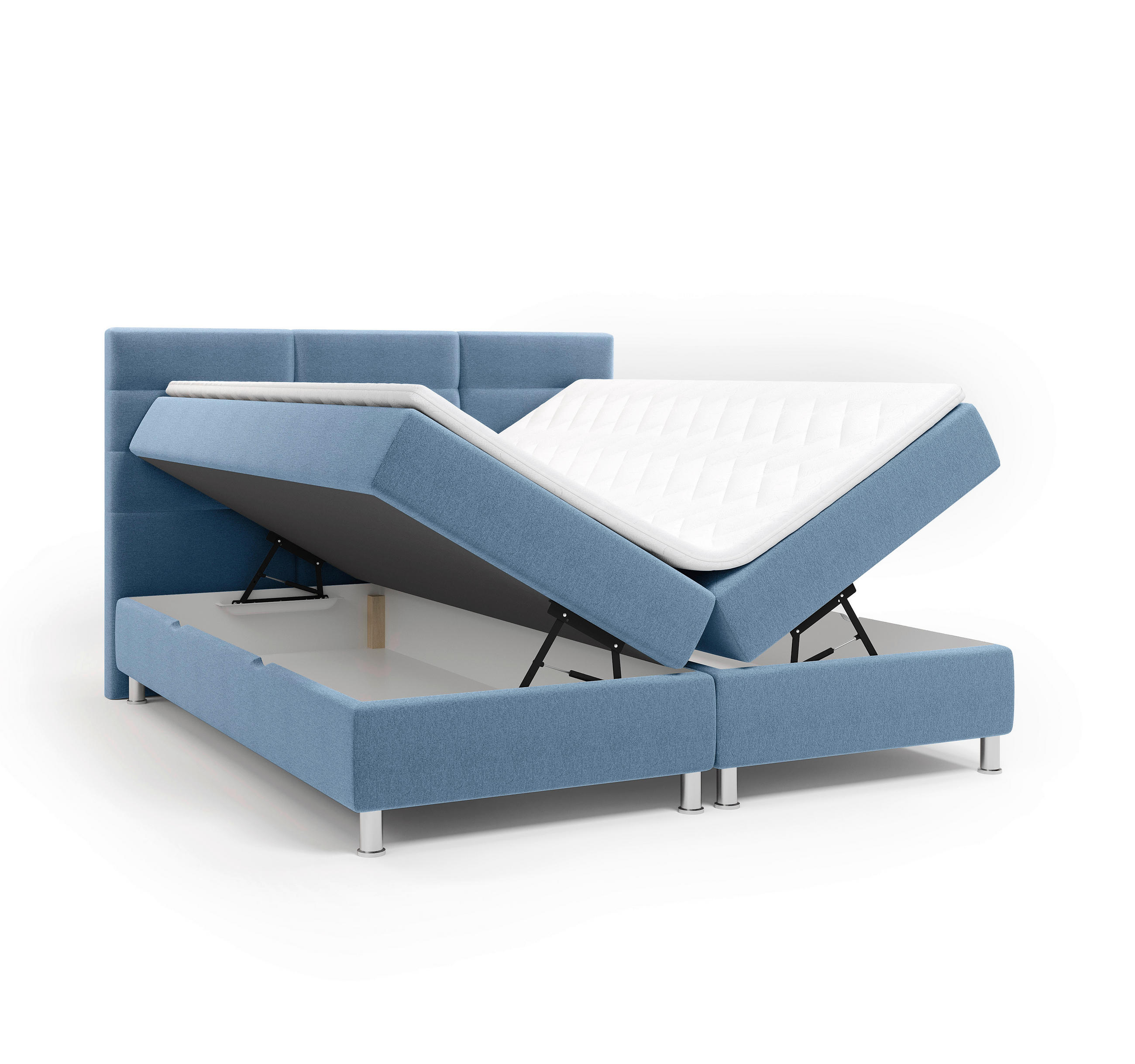 BOXBETT 160/200 cm  in Blau  - Chromfarben/Blau, KONVENTIONELL, Textil/Metall (160/200cm) - Carryhome