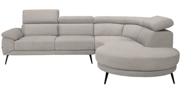 ECKSOFA Sandfarben Velours - Sandfarben/Schwarz, Design, Textil/Metall (299/264cm) - Novel