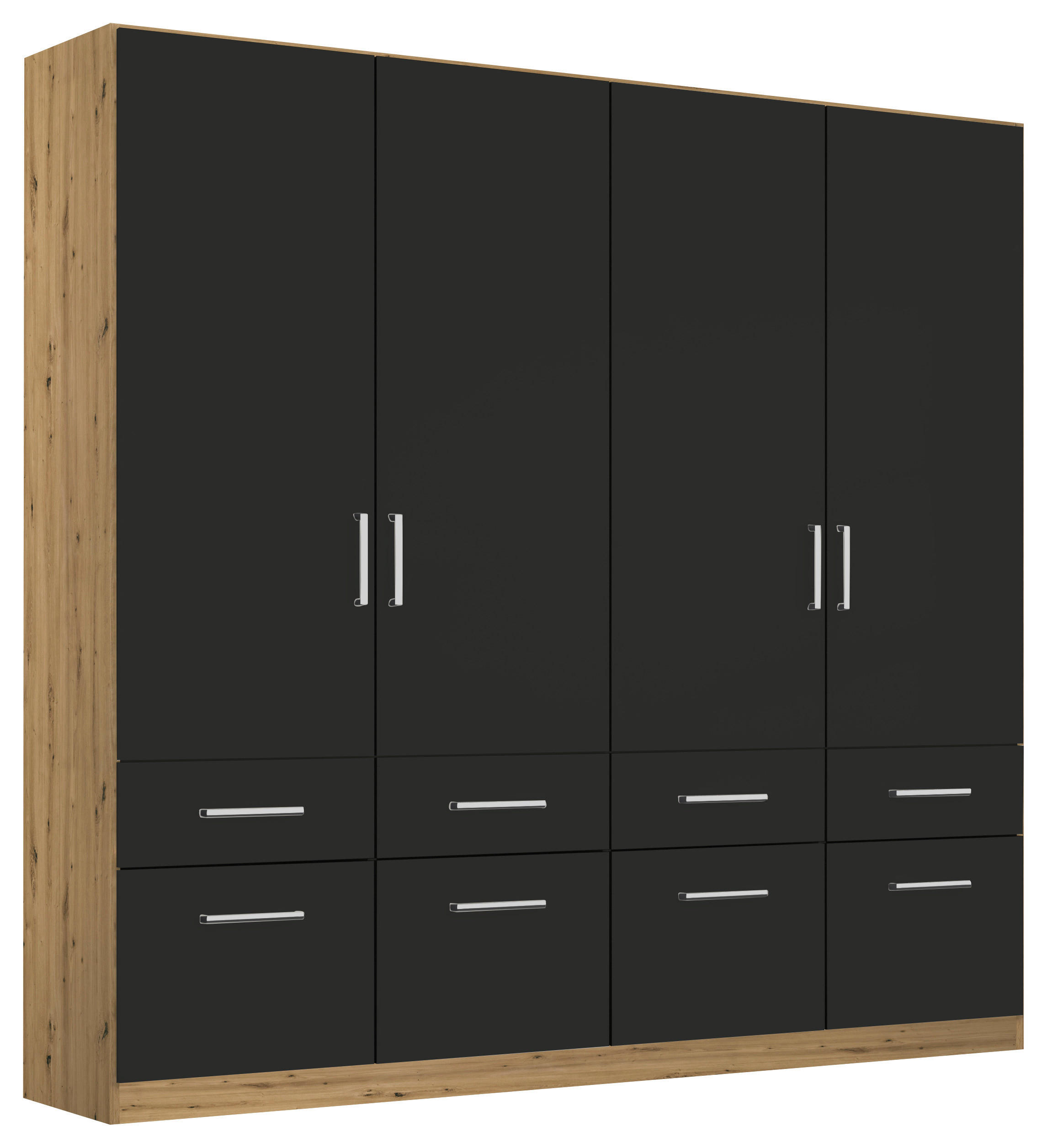 DREHTÜRENSCHRANK in Eiche Artisan, Grau - Chromfarben/Eiche Artisan, Modern, Holzwerkstoff/Kunststoff (181/210/54cm) - Rauch Möbel