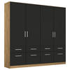 DREHTÜRENSCHRANK in Eiche Artisan, Grau  - Chromfarben/Eiche Artisan, Modern, Holzwerkstoff/Kunststoff (181/210/54cm) - Rauch Möbel