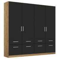 DREHTÜRENSCHRANK in Eiche Artisan, Grau  - Chromfarben/Eiche Artisan, Modern, Holzwerkstoff/Kunststoff (181/210/54cm) - Rauch Möbel