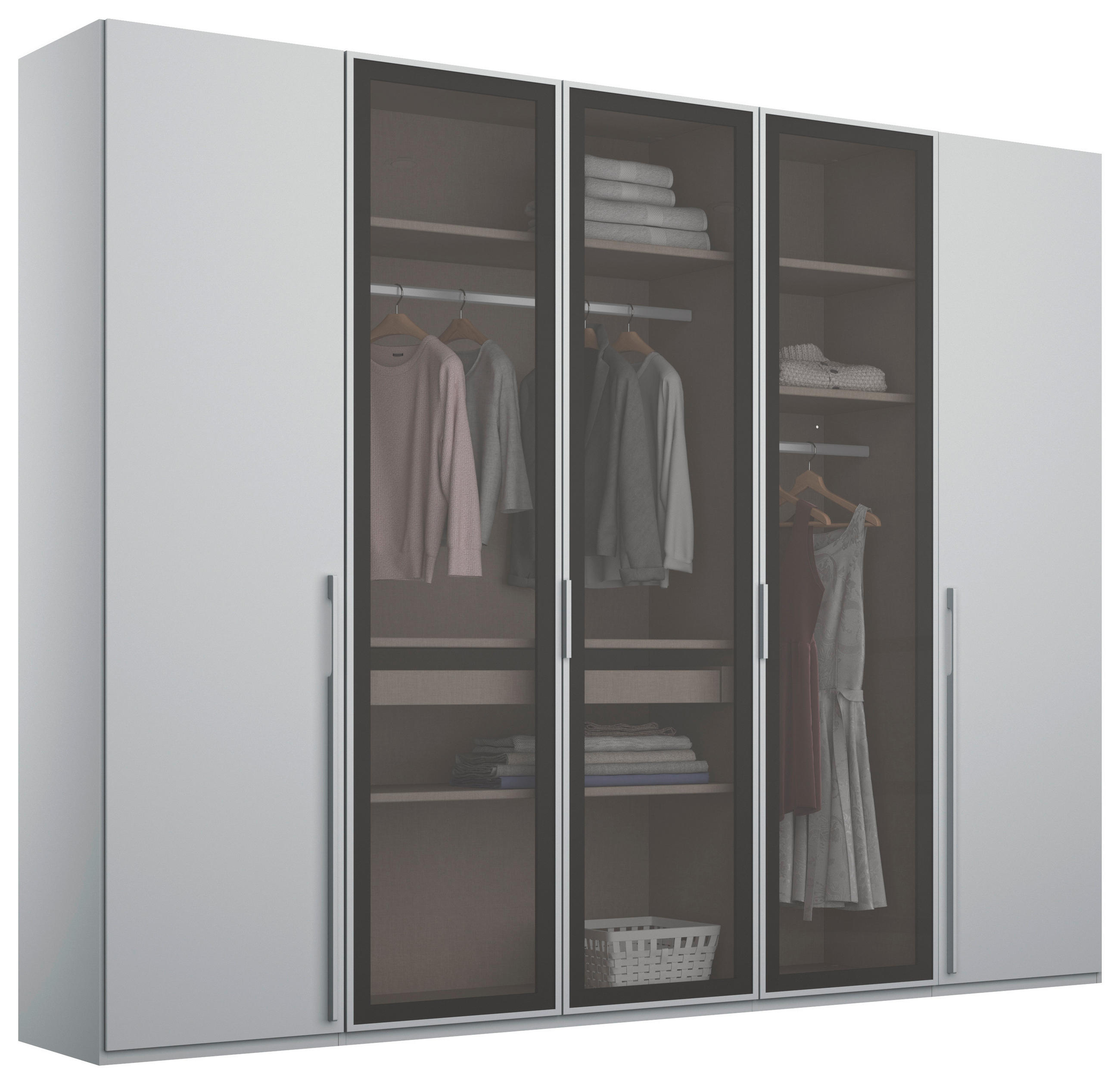 DREHTÜRENSCHRANK in Grau, Hellgrau - Hellgrau/Grau, Trend, Glas/Holzwerkstoff (251/223/60cm) - Novel