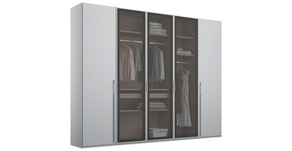 DREHTÜRENSCHRANK 251/235/60 cm 5-türig Grau, Hellgrau - Hellgrau/Grau, Trend, Glas/Holzwerkstoff (251/235/60cm) - Novel
