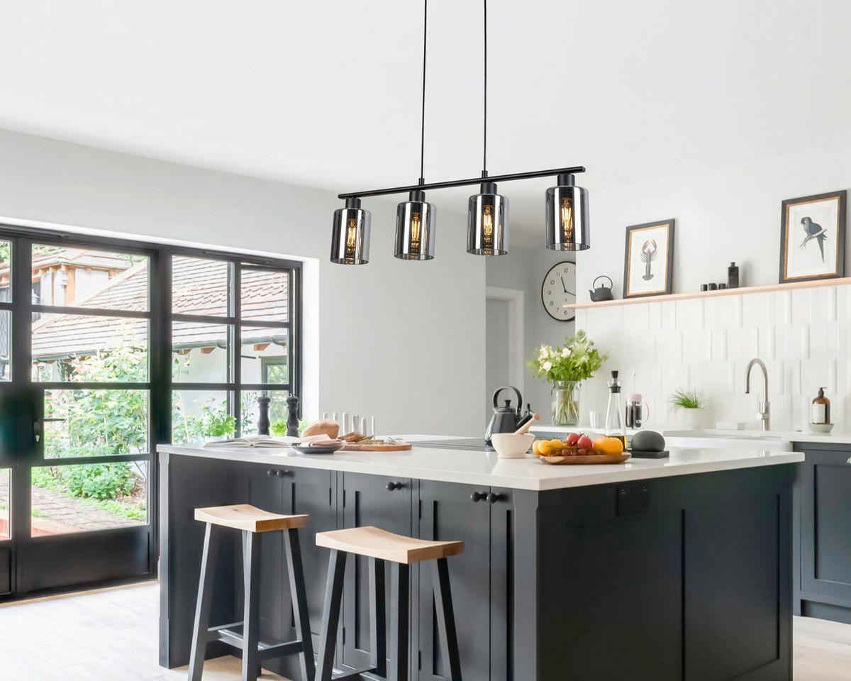 VISEČA SVETILKA     78/11/110 cm        4 x 25 W E27 - črna, Konvencionalno, kovina/umetna masa (78/11/110cm) - Novel