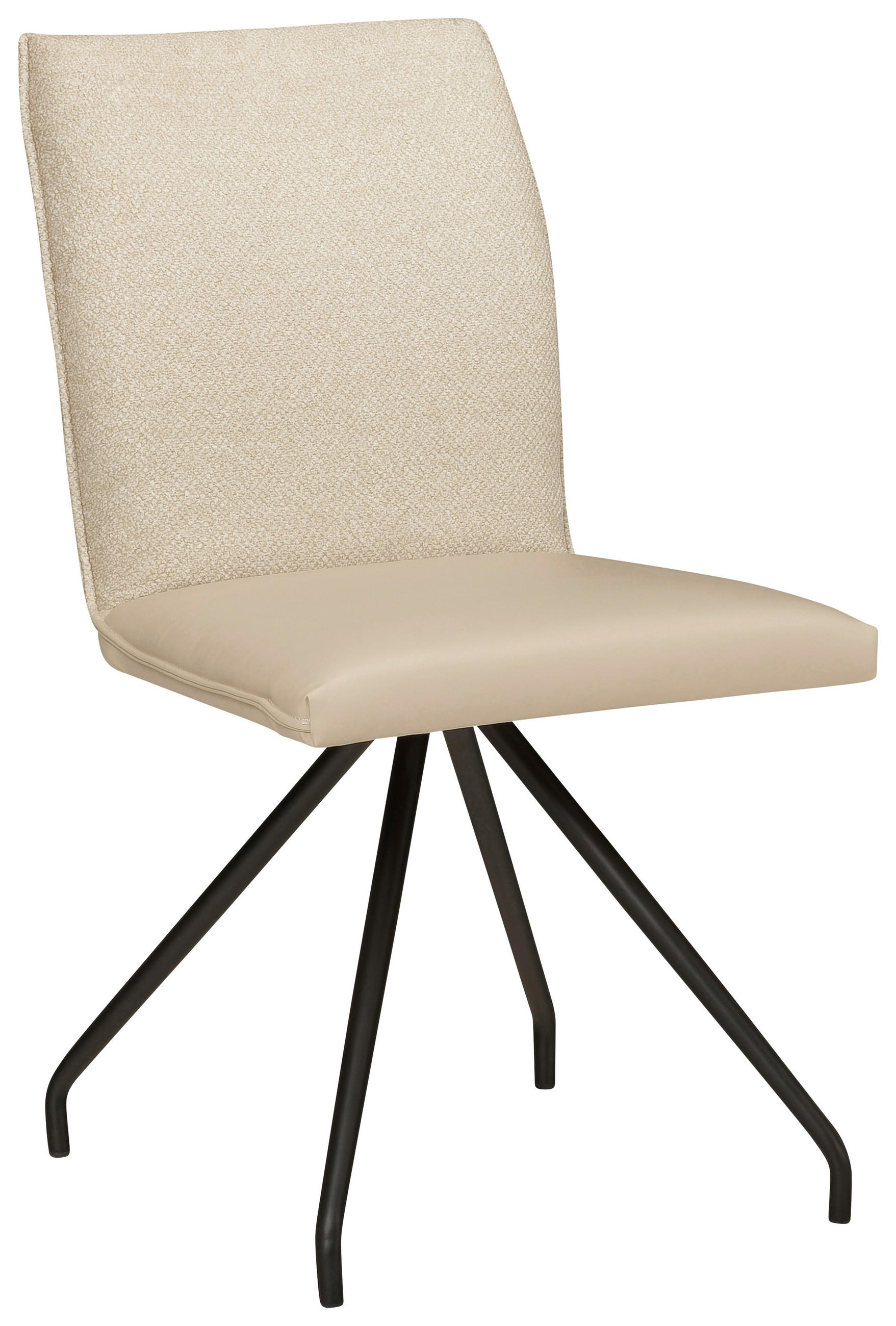 STUHL in Stahl Webstoff, Mikrofaser Metall, Textil - Beige/Schwarz, Design, Textil/Metall (49/91/60cm) - Moderano