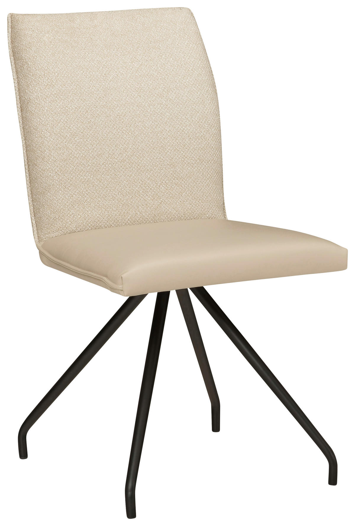 STUHL  in Stahl Webstoff, Mikrofaser  - Beige/Schwarz, Design, Textil/Metall (49/91/60cm) - Moderano