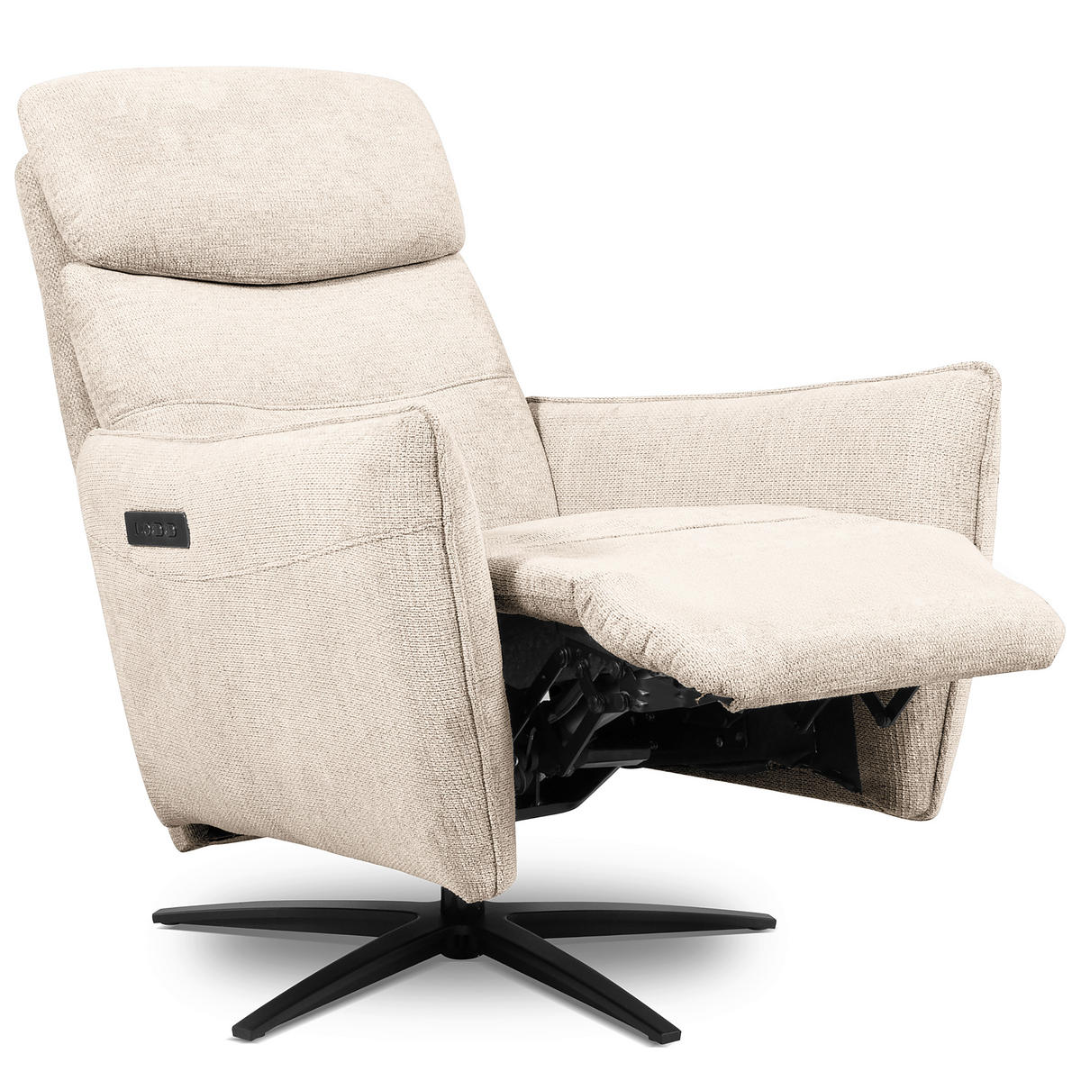 RELAXSESSEL in Textil Beige  - Beige/Schwarz, Design, Textil/Metall (77/107/88cm) - Livetastic