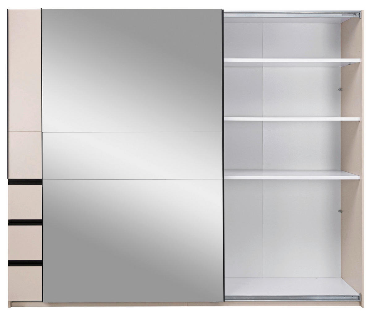 SCHIEBETÜRENSCHRANK 250/205/61,5 cm 2-türig  - Kaschmir/Schwarz, MODERN, Holzwerkstoff/Metall (250/205/61,5cm) - MID.YOU