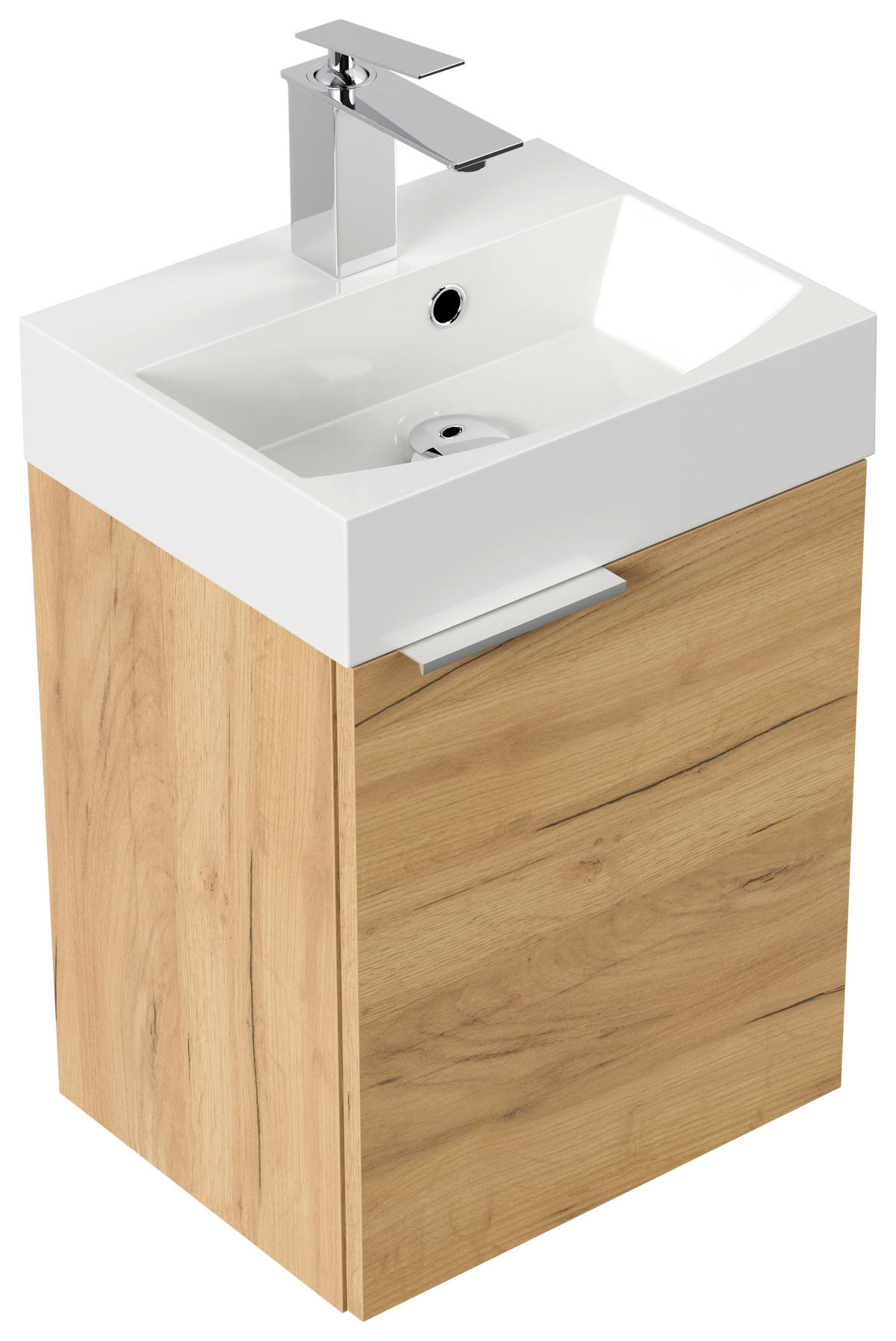 GÄSTEBAD - Eichefarben/Silberfarben, MODERN, Holzwerkstoff/Stein (40cm) - MID.YOU
