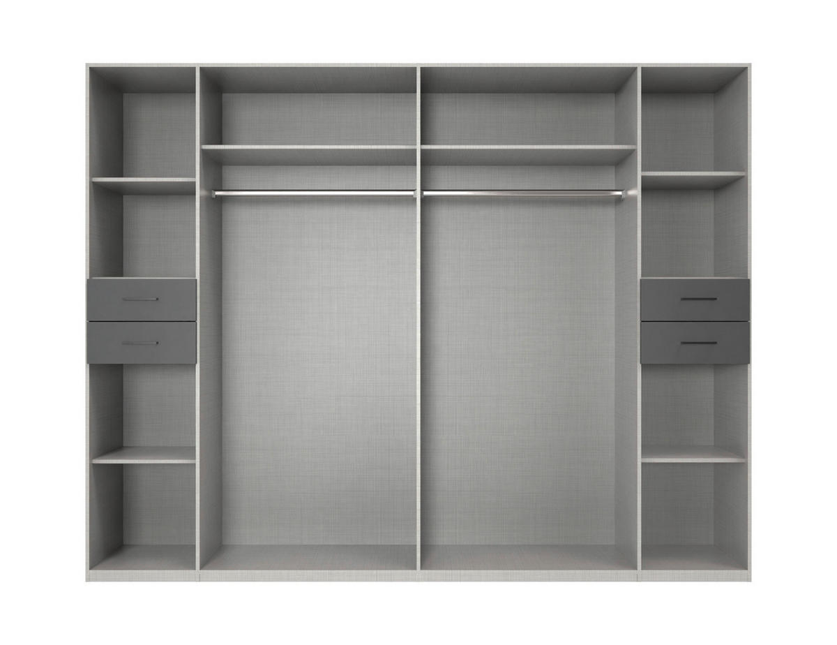 KLEIDERSCHRANK 270/208/58 cm 8-türig Grau, Schwarz  - Schwarz/Grau, KONVENTIONELL, Glas/Holzwerkstoff (270/208/58cm) - Boxxx