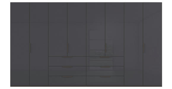 DREHTÜRENSCHRANK 400/223/61 cm,  in Graphitfarben, 8-türig  - Graphitfarben, Basics, Glas/Holzwerkstoff (400/223/61cm) - Novel