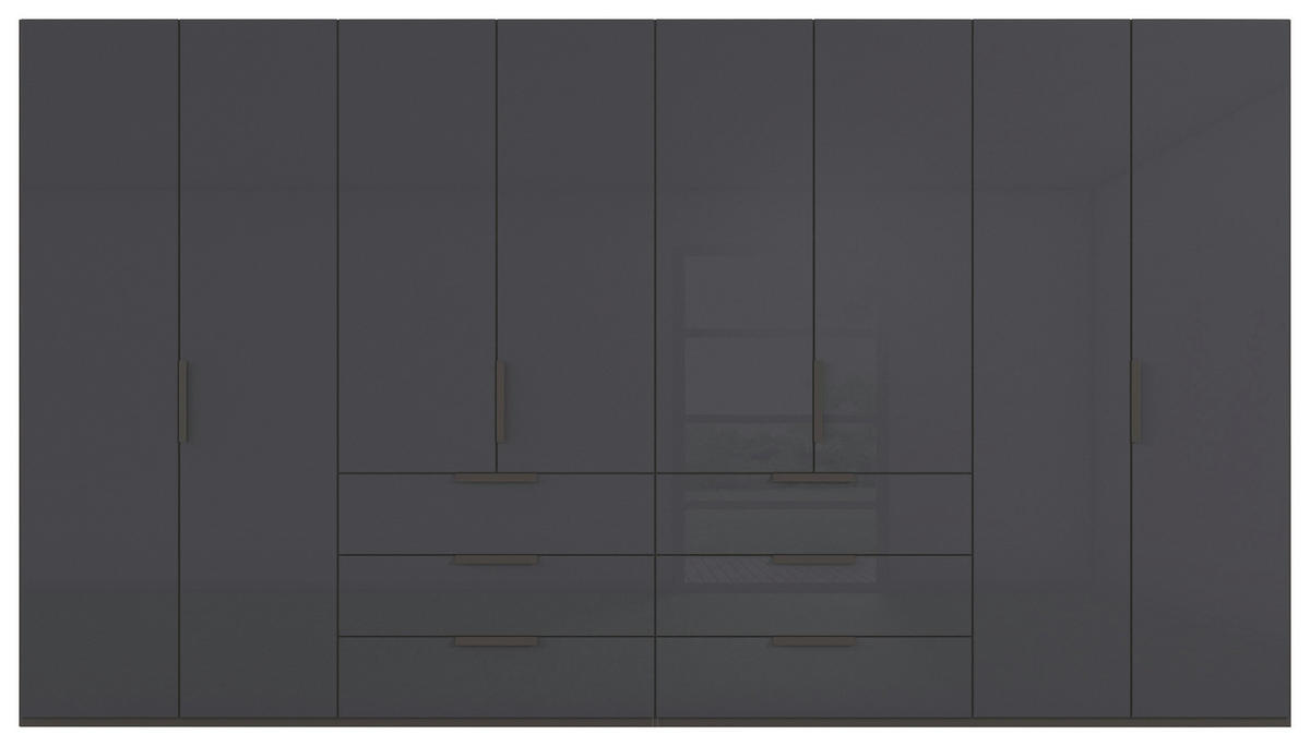 DREHTÜRENSCHRANK 400/235/61 cm,  in Graphitfarben, 8-türig  - Graphitfarben, Basics, Glas/Holzwerkstoff (400/235/61cm) - Novel