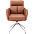 ARMLEHNSTUHL  in Edelstahl Mikrofaser  - Edelstahlfarben/Cognac, Design, Textil/Metall (62/89,5/65cm) - Novel