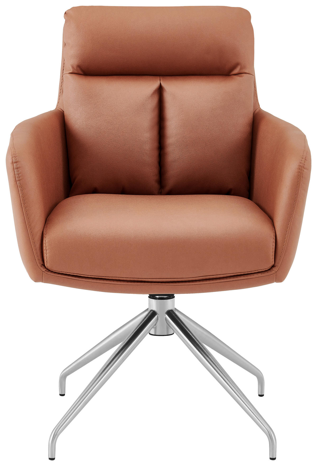 ARMLEHNSTUHL  in Edelstahl Mikrofaser  - Edelstahlfarben/Cognac, Design, Textil/Metall (62/89,5/65cm) - Novel