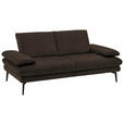 2,5-SITZER in Velours Dunkelbraun  - Dunkelbraun/Beige, Design, Textil/Metall (196/89/104cm) - Dieter Knoll