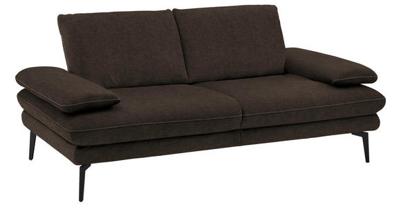 2,5-SITZER in Velours Dunkelbraun - Dunkelbraun/Beige, Design, Textil/Metall (196/89/104cm) - Dieter Knoll