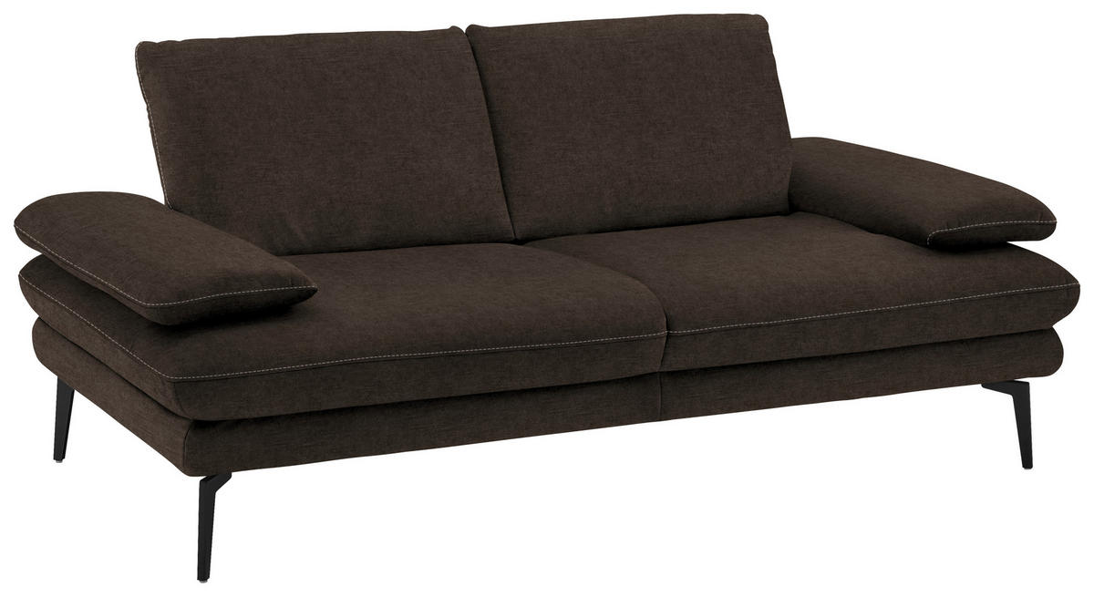 2,5-SITZER in Velours Dunkelbraun  - Dunkelbraun/Beige, Design, Textil/Metall (196/89/104cm) - Dieter Knoll