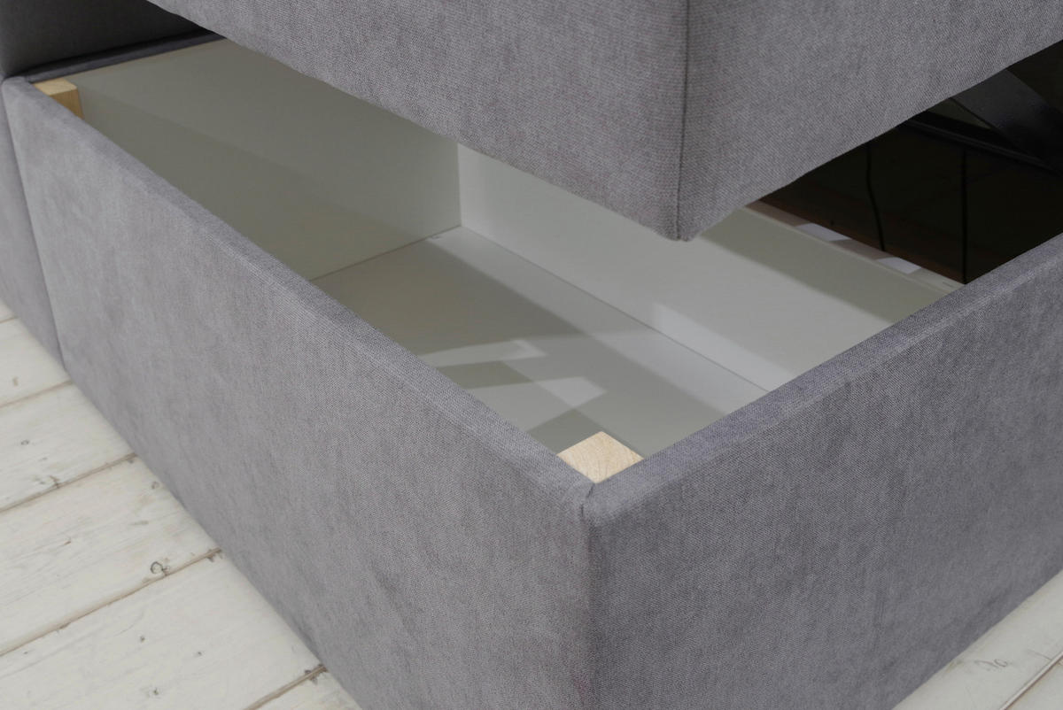 BOXBETT 180/200 cm  in Hellgrau  - Hellgrau/Schwarz, KONVENTIONELL, Kunststoff/Textil (180/200cm) - Carryhome