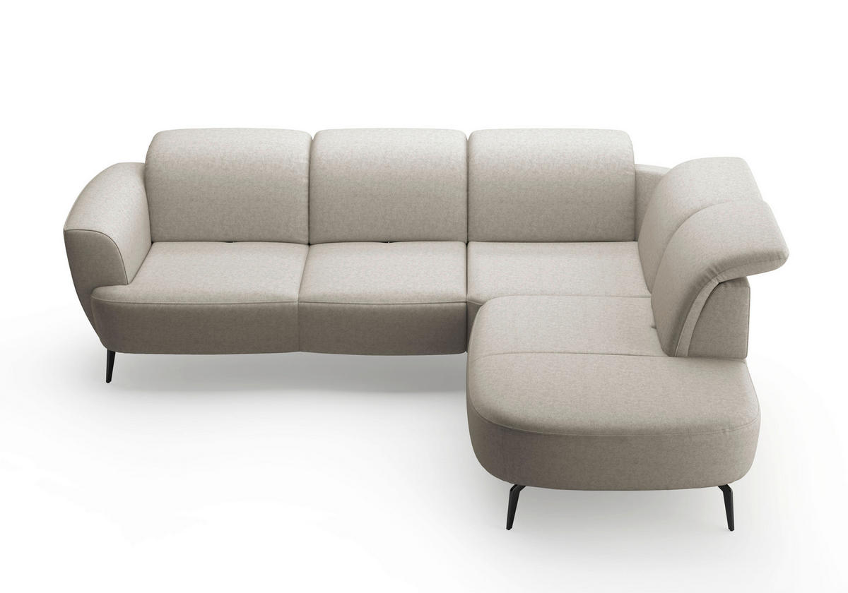 ECKSOFA in Flachgewebe Taupe  300/267 cm  - Taupe/Schwarz, KONVENTIONELL, Textil/Metall (300/267cm) - Sit & More