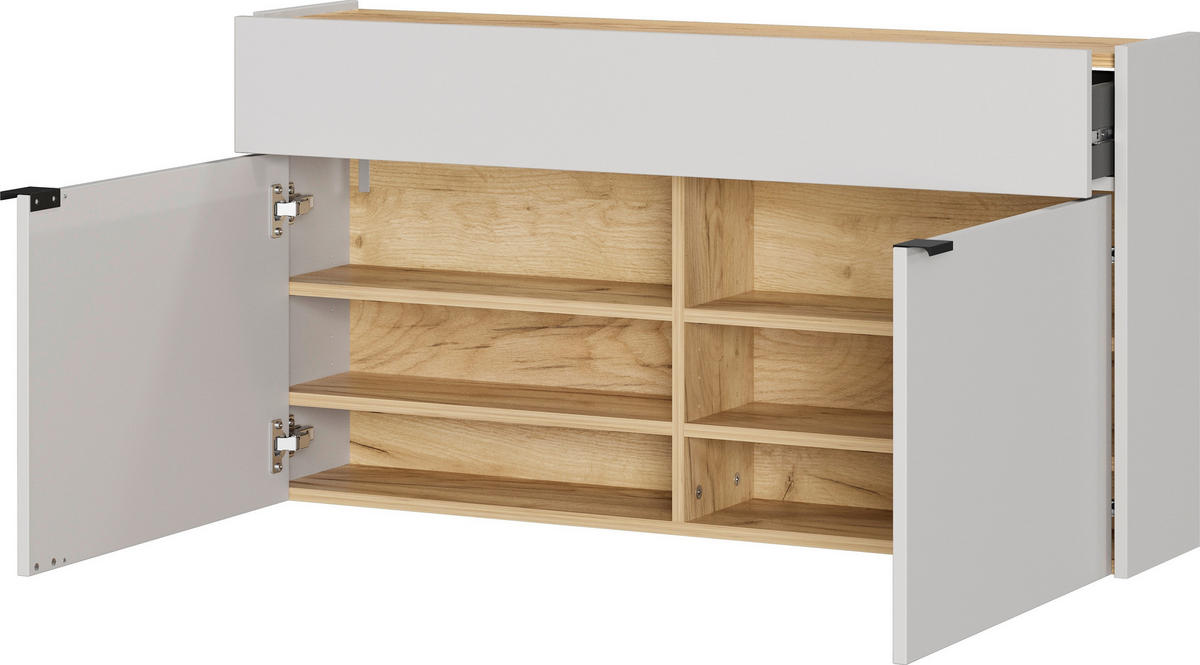 HÄNGESCHUHSCHRANK Eichefarben, Kaschmir  - Kaschmir/Eichefarben, Design, Holzwerkstoff/Metall (110/57/22cm)