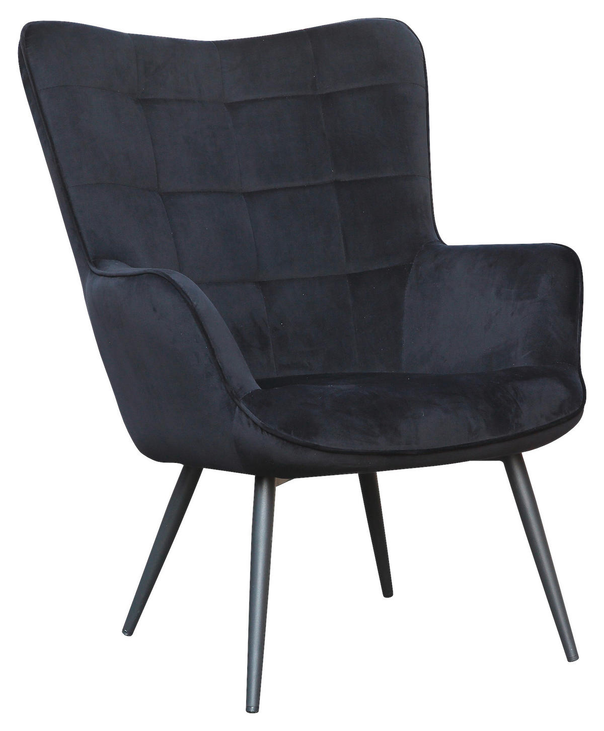 OHRENSESSEL Samt Schwarz    - Schwarz, MODERN, Textil/Metall (72/97/80cm) - MID.YOU
