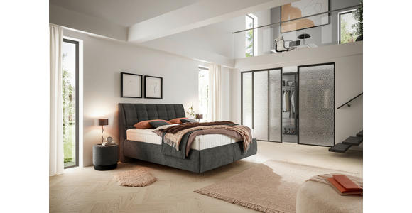 POLSTERBETT 180/200 cm,  in Anthrazit, Lattenrost, Bettkasten,  - Anthrazit/Schwarz, Design, Holz/Holzwerkstoff (180/200cm) - Dieter Knoll