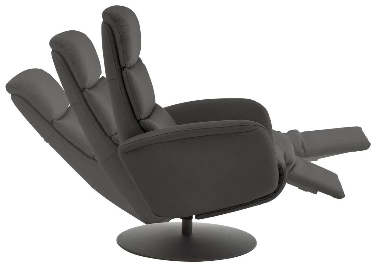 RELAXSESSEL in Leder Dunkelgrau  - Dunkelgrau/Schwarz, Design, Leder/Metall (76/108/86cm) - Dieter Knoll