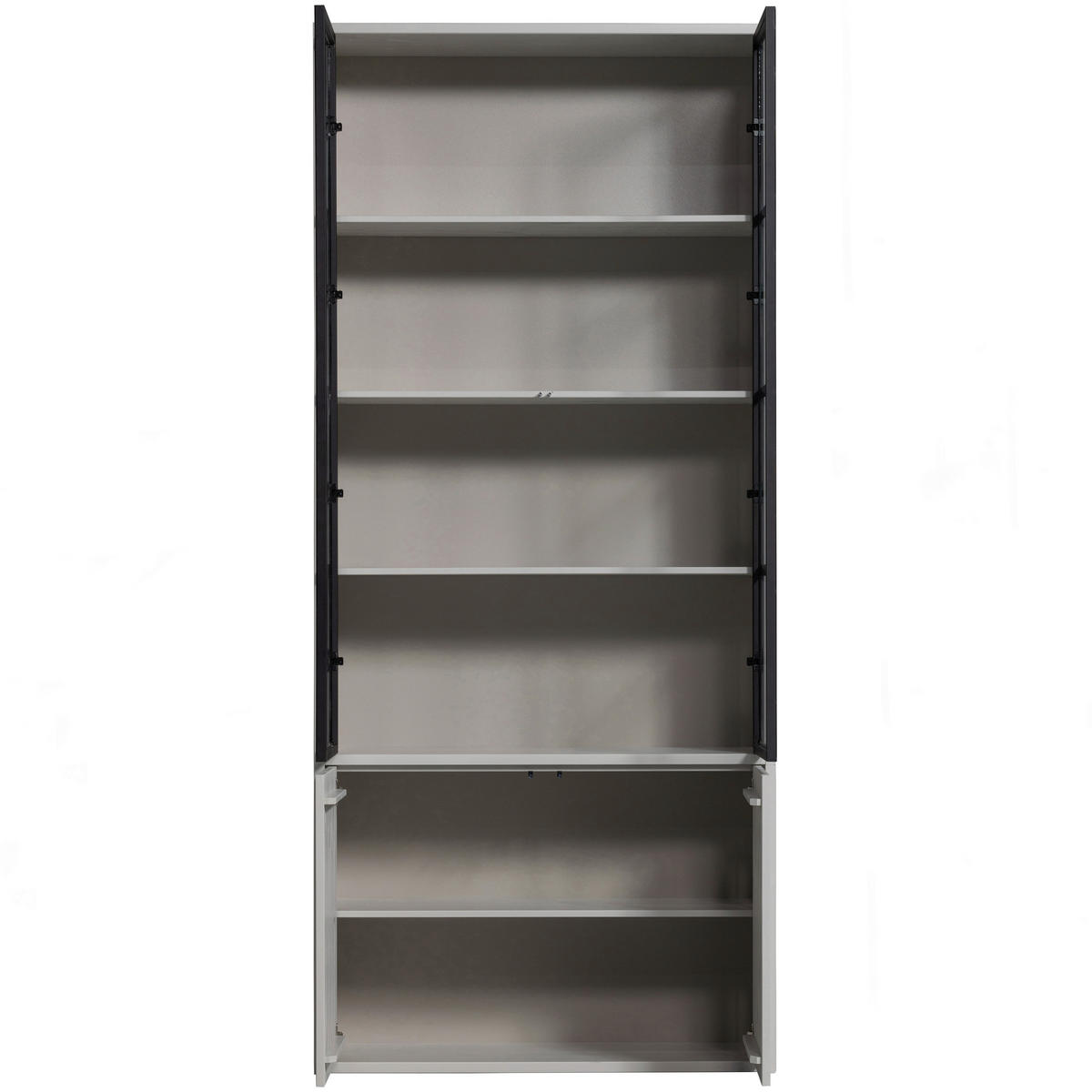 VITRINE in massiv Kiefer Grau  - Schwarz/Grau, Design, Glas/Holz (101/230/40cm) - Livetastic