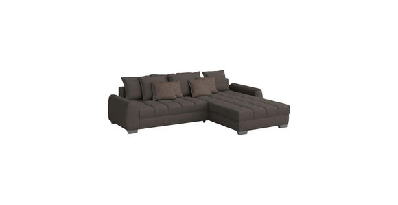 ECKSOFA Dunkelbraun Webstoff  - Taupe/Chromfarben, Design, Kunststoff/Textil (320/226cm) - Carryhome