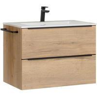 WASCHTISCHKOMBI 81 cm  - Eichefarben/Schwarz, MODERN, Holzwerkstoff/Stein (81cm) - Nobilia