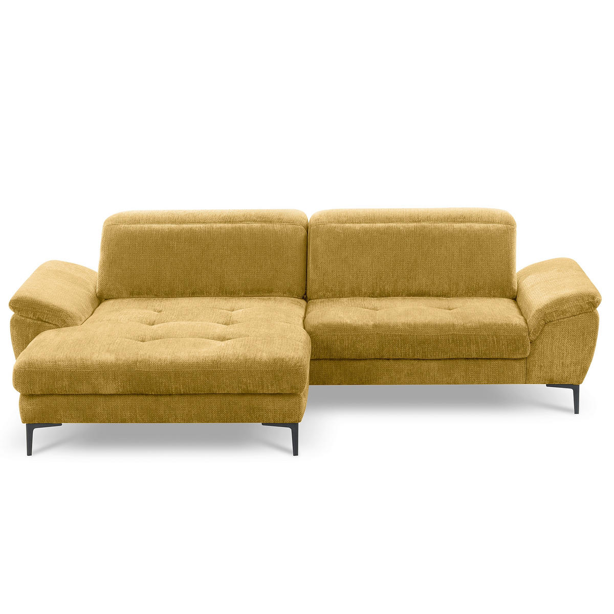 ECKSOFA  Webstoff Senfgelb  - Senfgelb/Schwarz, Design, Textil/Metall (195/268cm) - Livetastic