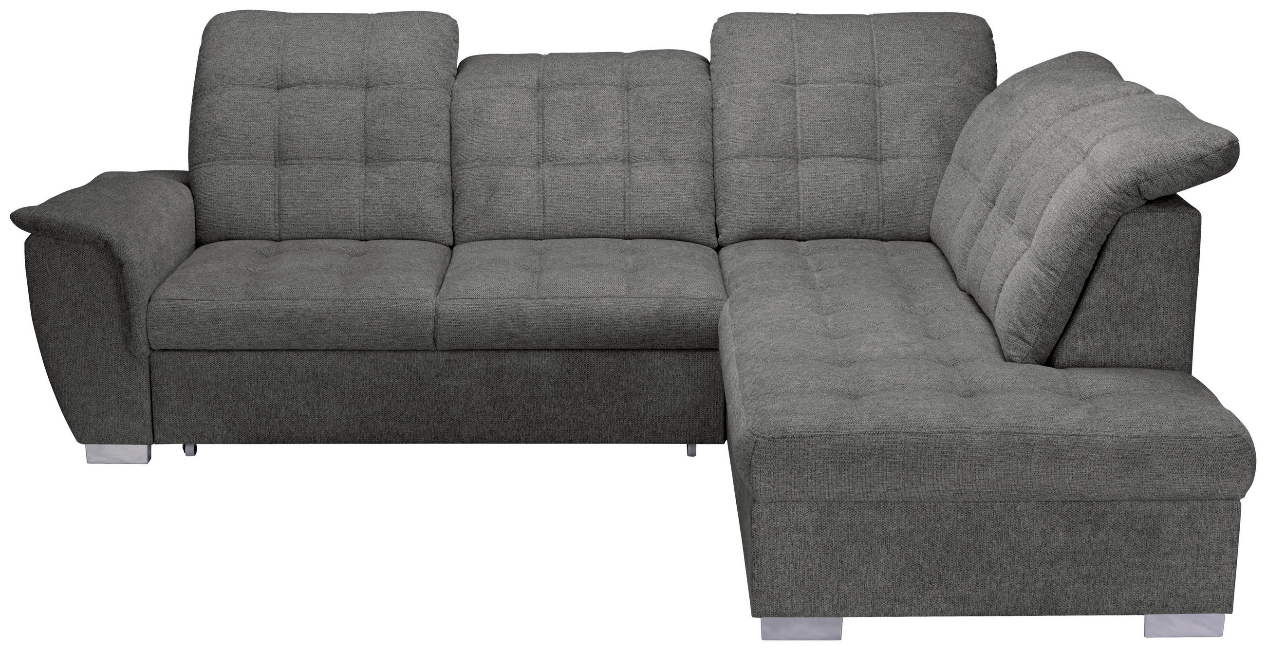 ECKSOFA Graubraun Chenille  - Chromfarben/Graubraun, KONVENTIONELL, Kunststoff/Textil (260/205cm) - Carryhome