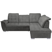 ECKSOFA Graubraun Chenille  - Chromfarben/Graubraun, KONVENTIONELL, Kunststoff/Textil (260/205cm) - Carryhome